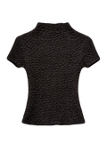 Black Textured Mock-Neck Top