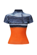 Blue/Orange Mock Neck