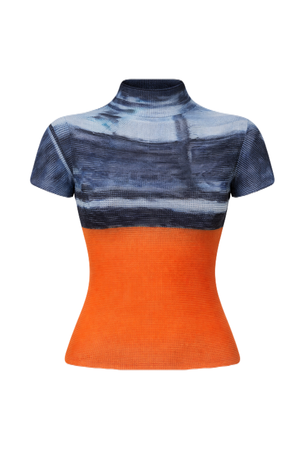 Blue/Orange Mock Neck